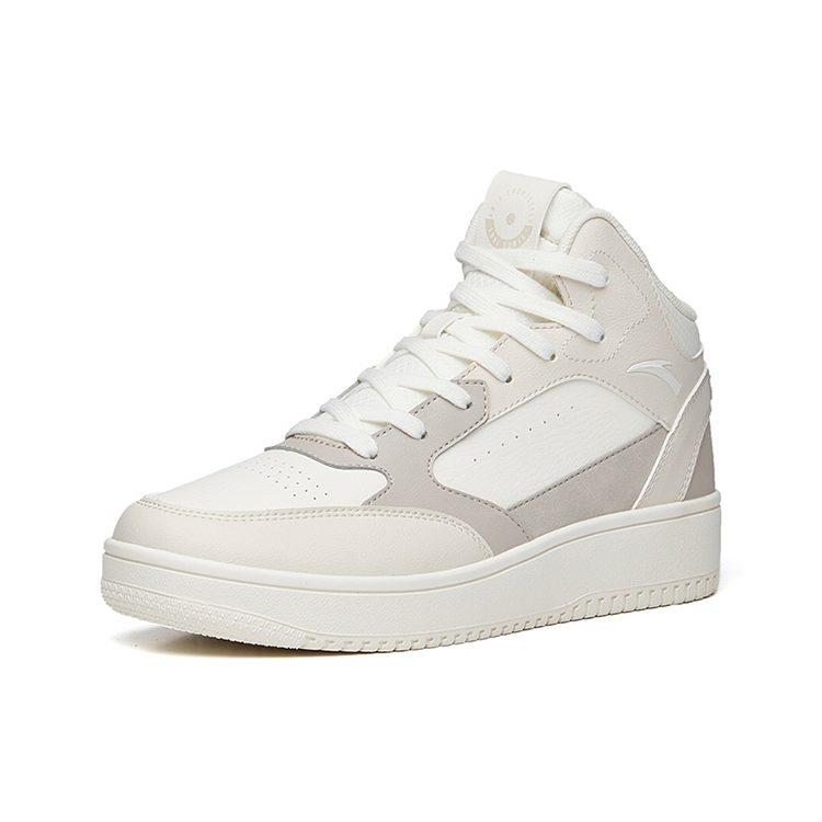 Anta Abrasion Resistant High Top Skateboard Shoes Men's White Gray 912238013-3
