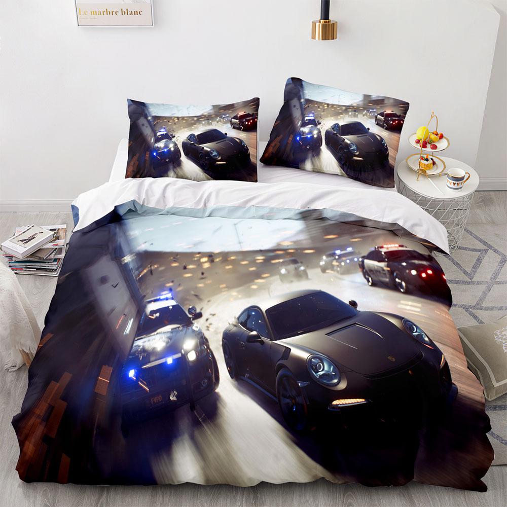 Sports Car Duvet Cover Sets Full Size,3 Piece Race Car Bedding Sets With Pillowcases For Teens Boys 2/3pcs Polyester Quilt Cover