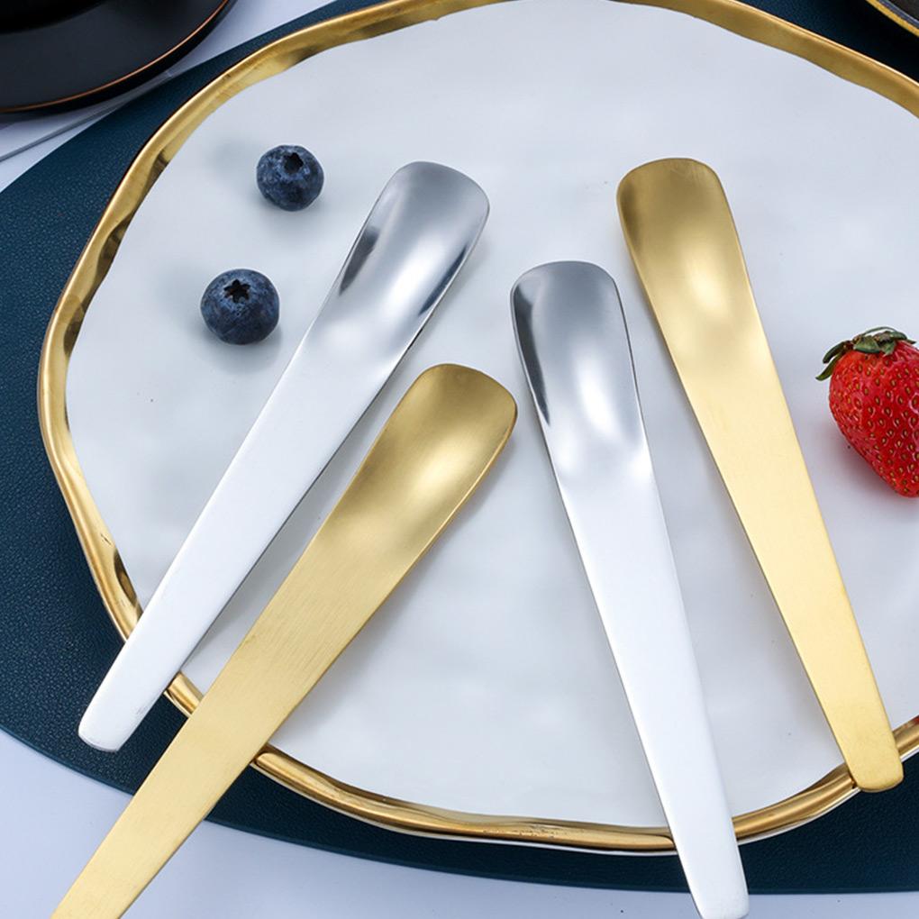 Lingură Desert Tort Agitare Ceai Plat Lingură de Înghețată Tacâmuri Metal Integrate Margine Netedă Mâner Lung Polonice Picnic
