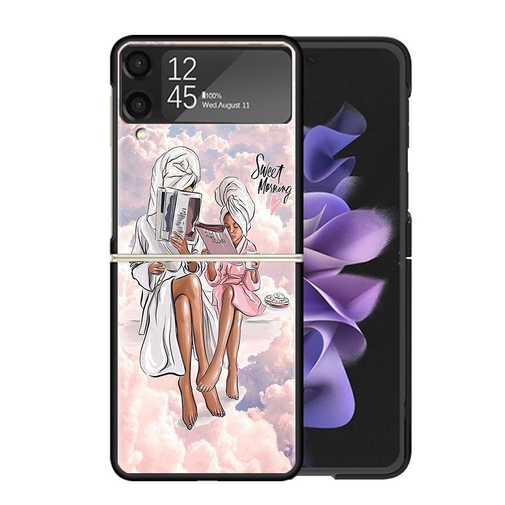 

Girl Super Baby Mom Pink Clear Phone Case For Samsung Z Flip 7 6 5 4 3 Galaxy ZFlip7 ZFlip6 ZFlip5 ZFlip4 ZFlip3 5G Print Cover Samsung Z Flip 5
