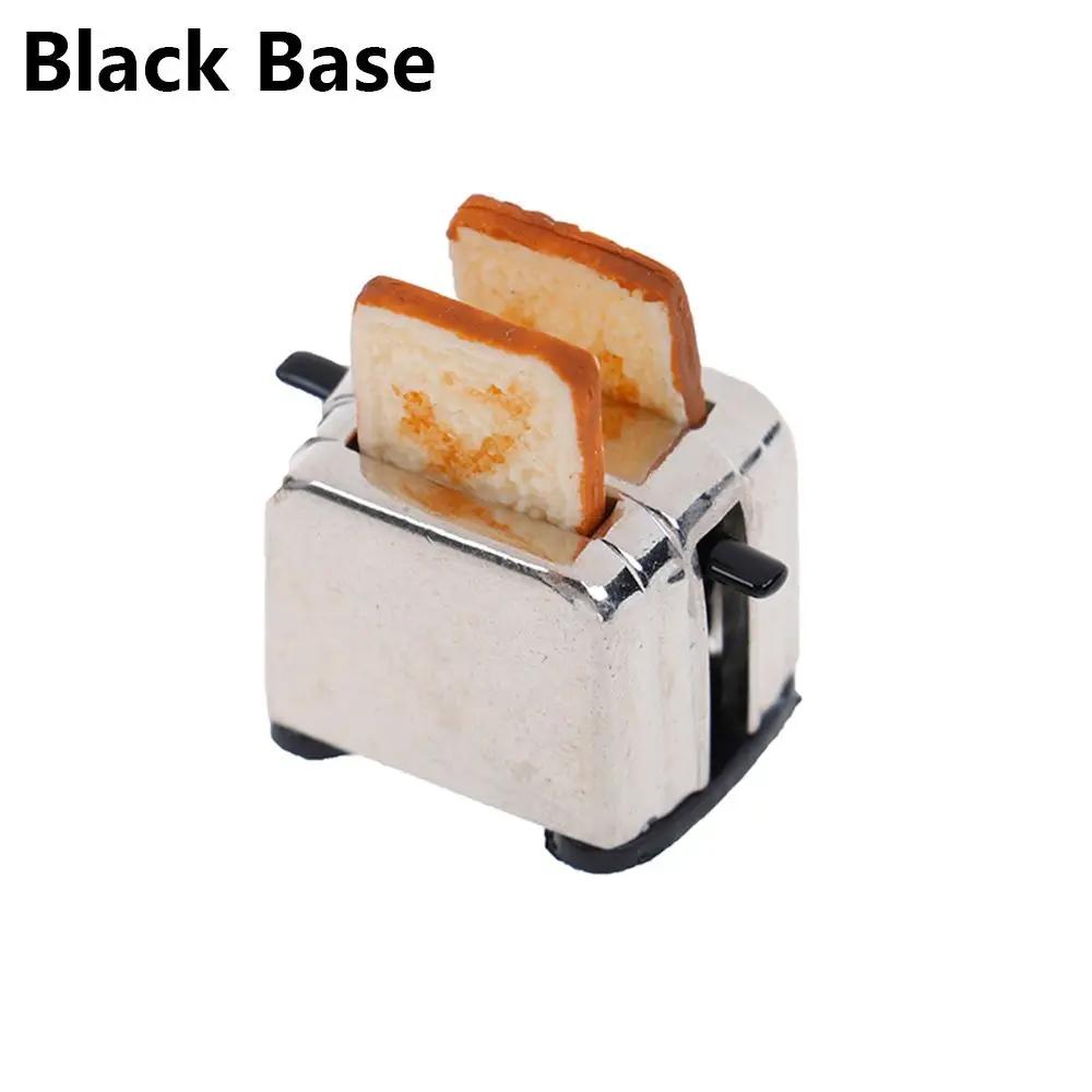 1:12e Schaal Poppenhuis Minatuur Broodrooster Schattige Simulatie Voedsel Decoraties Mini Keuken Speelgoed Met 2 STuks Brood Poppen Toast Machine