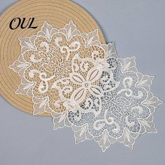 Washable Fabric Doilies for Vases White Lace Doily, Elegant Retro Placemat, Embroidered Table Breathable Polyester Mats Mat, Rectangular Round