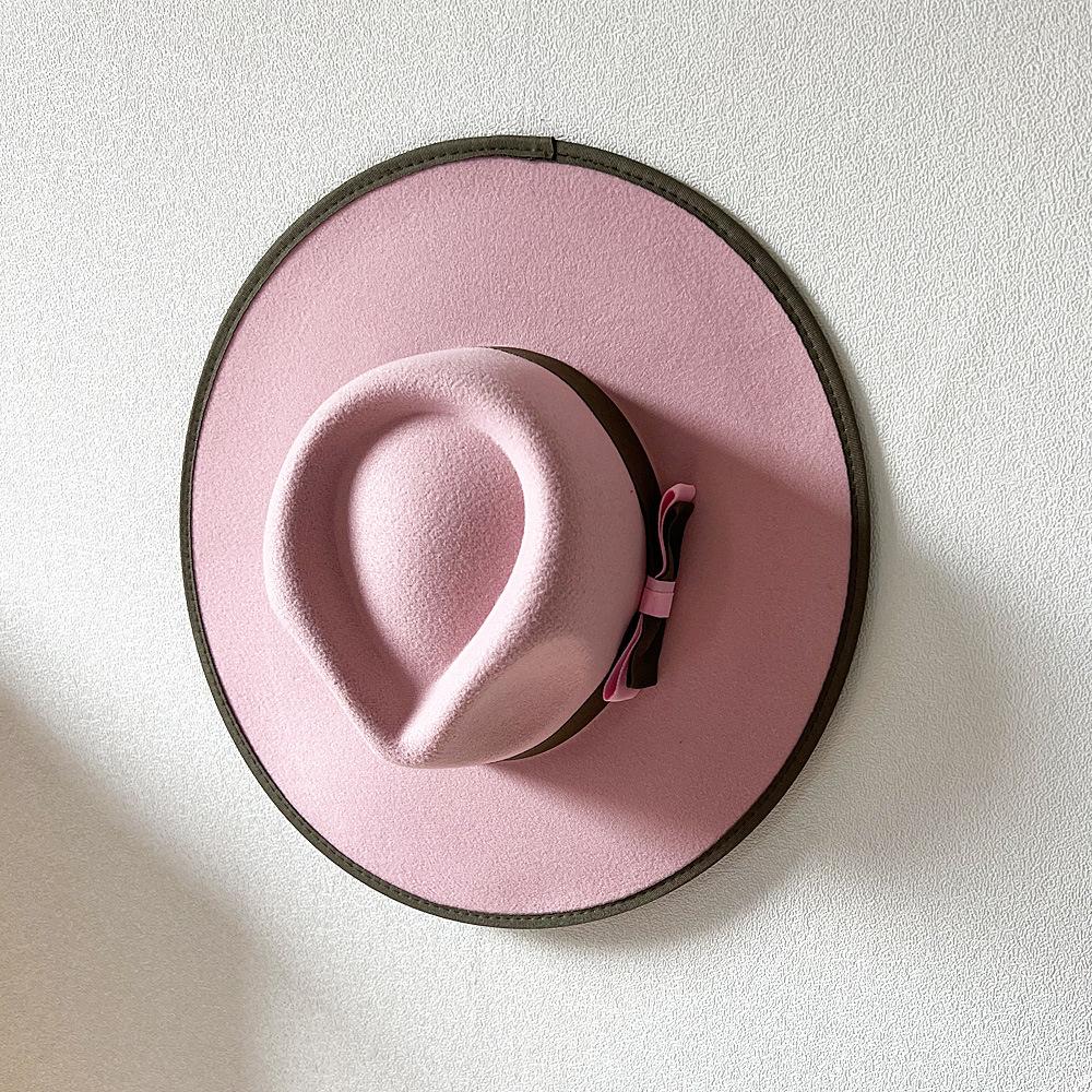 Elegant Fascinator Bow Tie Fedora Hat for Women 9.5cm Wide Brim Men Wool Church Jazz Hats Wedding Party Dress Cap