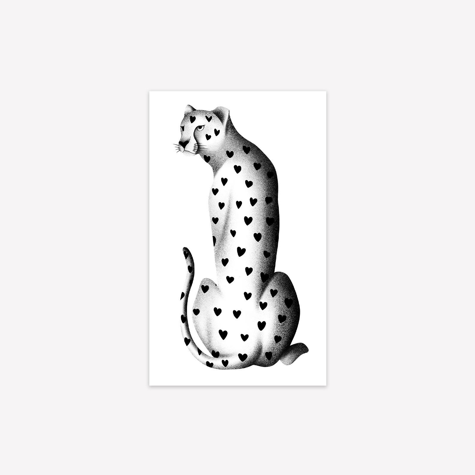 Personalized Niche, Love Leopard Tattoo Sticker Waterproof And Long-Lasting Disposable Temporary Tattoo Sticker 9*15