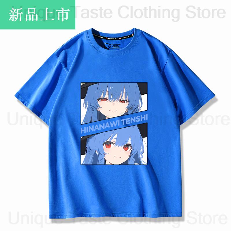 Touhou Project T Shirt Hinanawi Tenshi Cute Cartoon Print Tshirt Harajuku Fashion High Quality Cotton Short Sleeve Tee Tops