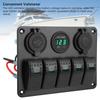 Switch Panel DC 12 to 24V 5 Gang Aluminum Alloy IP65 Water Resistant Prewired Rocker Switch Panel with Dual USB Cigar