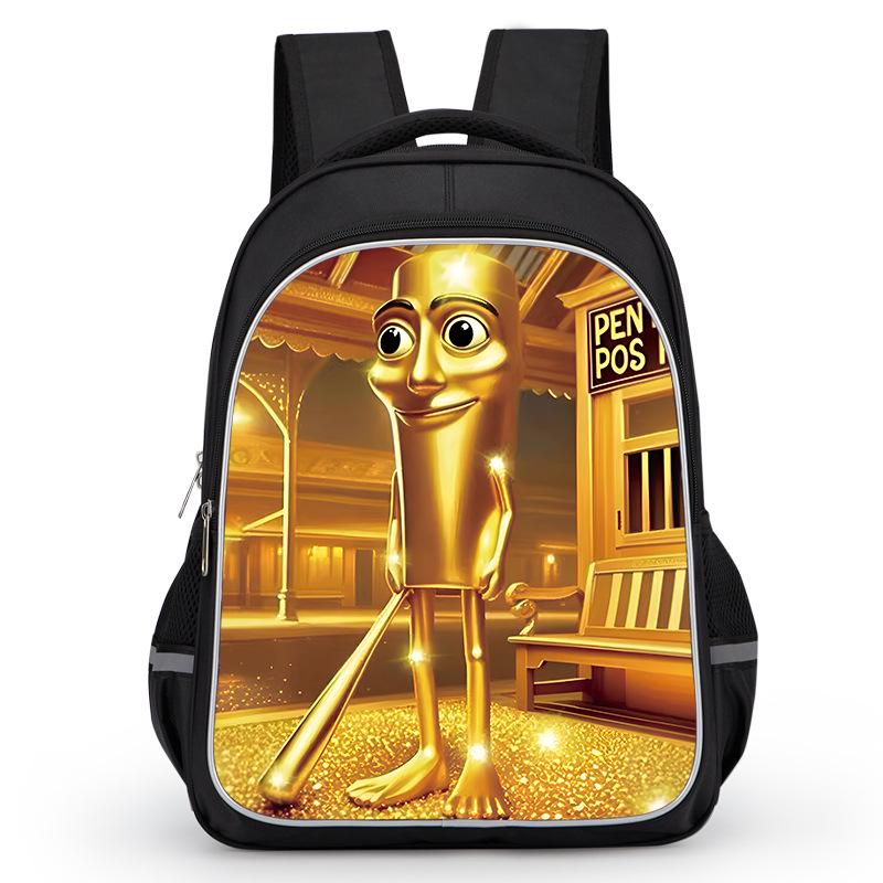 Cross-border Classic Mountains & Seas Stick Figure Kids' Backpack for Grades 1-6 - Load-Reducing Double Shoulder Bag for Boys