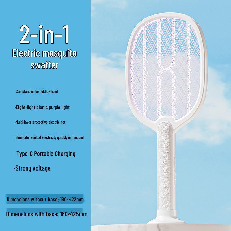 Rechargeable Electric Mosquito Swatter with Automatic Lure & Shock - Ideal for Home & Dorm Use