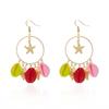 Colorful Starfish Shell Conch Imitation Pearl Earrings Simple Geometric Hoop Fringe Drop Earrings Bohemian Style Accessory