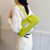 Neon Green Leather Shoulder Bag for Women - Trendy Baguette Handbag with Detachable Strap, Fashion Retro Purse