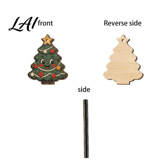 Holiday Tree Decoration Wooden Christmas Santa Claus Ornament Snowman Stocking Wreath Hanging Natural Wood Decor Decoration 2D Farmhouse Rustic