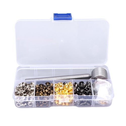 400-Piece 3mm Plated Copper Metal Grommet Kit with Storage Box for Clothing Repair