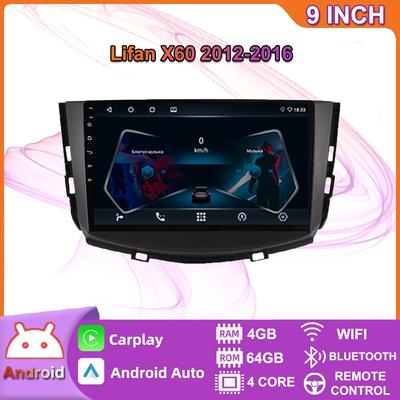 9palcové autorádio Carplay pro Lifan X60 2012-2016 Automobilový multimediální video přehrávač GPS navigace WIFI 4+64GB