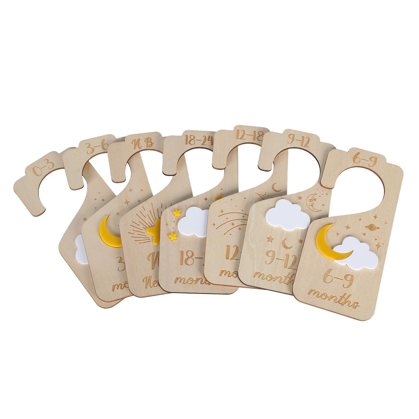 

Набор из 7 деревянных разделителей для детского гардероба, органайзеры для детской одежды, разделители для организации размеров детской одежды