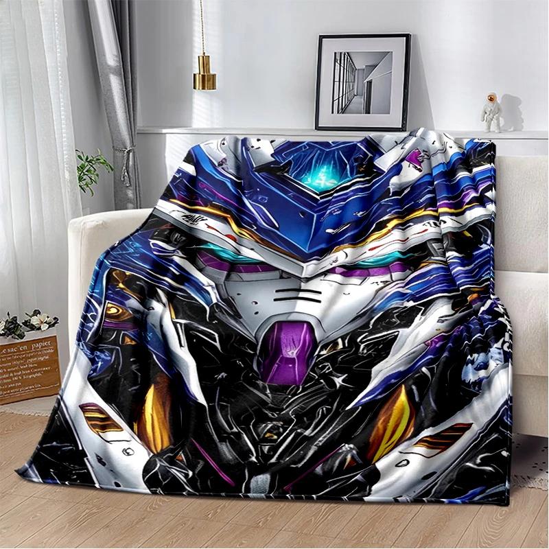 HD Robot GUNDAM Cartoon Soft Flannel Blanket for Bed Bedroom Sofa Picnic,Throw Blanket for Cover Office Christmas Gift Kids