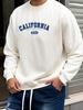 Men'S Stylish Creative Design Sweatshirt with California Lettering, Perfect for Casual And Commuting Wear, Featuring Versatile Long-Sleeve Round Neck