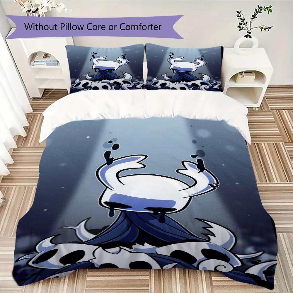 Juego de Ropa de Cama con Patrón de Hollow Knight Funda Nórdica Funda de Almohada Decoración del Hogar Regalo de Cumpleaños (1 * funda de edredón + 2 * fundas de almohada sin relleno)42