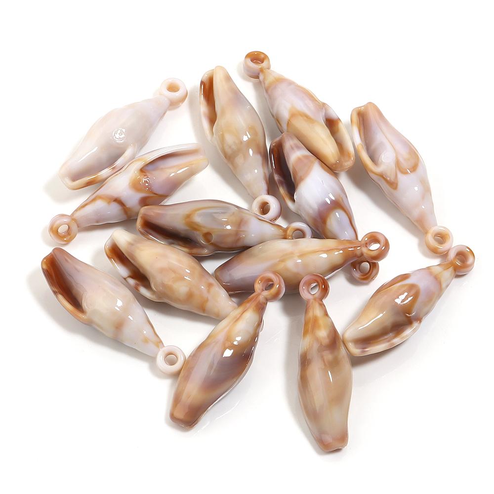 10-100pcs Natural Shell Acrylic Beads Ocean Light Brown  Seashell Pendants For Jewelry Making DIY Bracelets Keychain Accessories