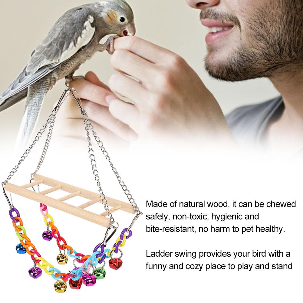 Pet Small Birds Parrot Acrylic Chain Ladder Hanging Bridge Swing Bite Climbing Toy with Bells