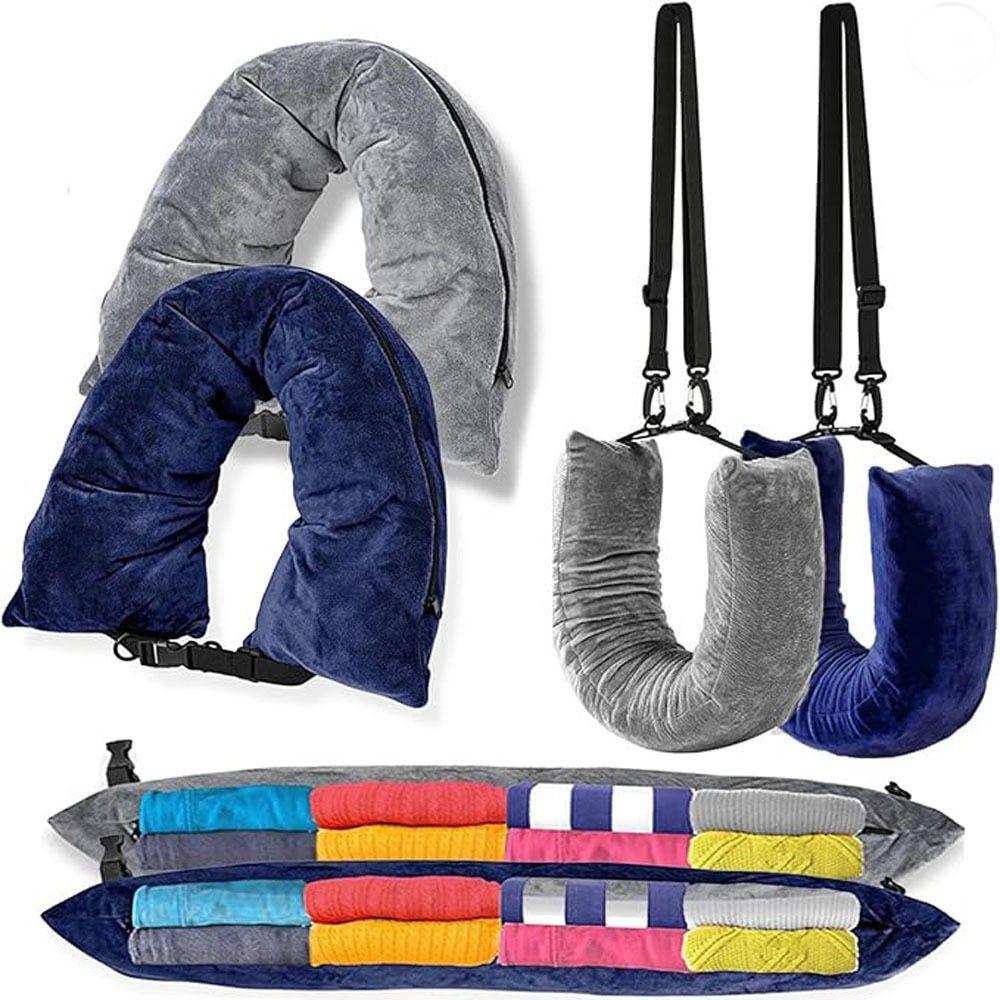 

Filled Pillow Stuff U-Shaped Pillow Comfortable Neck Pillow Storage Bag Travel Essentials сірий