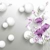 Fototapet 3D Stereo Cirkelboll Lila Calla Blommor Väggmålningar Sovrum Vardagsrum TV Bakgrund Väggmålning