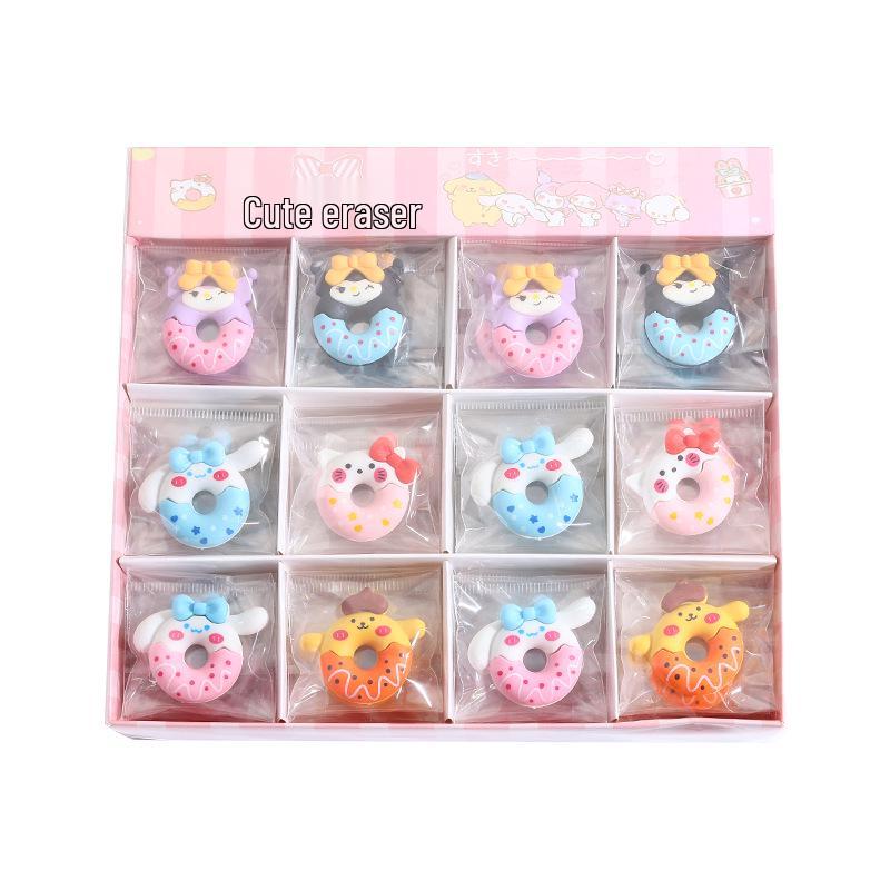 Kuromi & Friends Detachable Cartoon Donut Erasers - Sanrio Character Gift Set