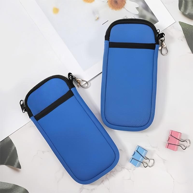 Neoprene Phone Pouch Multiple Compartment Storage For Smartphone Earphones Cable Secure Zippered Closure Compact Carry