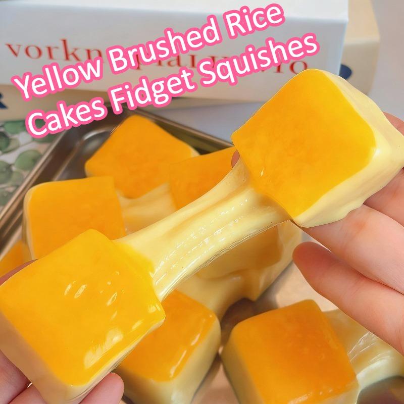 Car Beautiful Stickers Yellow Squishy Taba Brushed Rice Cakes Fidget Squishes Imitation Silicone Sticky Food Squishy Desserts Fidgeting Irritable Toys