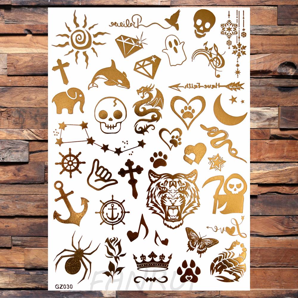 Tatuaggi Temporanei Realistici Elefante Luna Per Donne Adulti Farfalla Finta Pizzo Mandala Adesivo Tatuaggio Oro Impermeabile Tatuaggio Petto