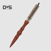 Small Boar Bristle Round Brush with Wooden Handle Natural Bristles Men Women Short Thin Hair Curling Blow Drying Detangling Styling Brush