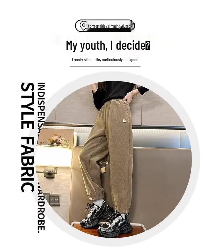 Winter-Cordhosen für Mädchen (Übergröße, mit Samtfutter): Dicke, stylische Herbst-/Winter-Freizeithosen für große Mädchen