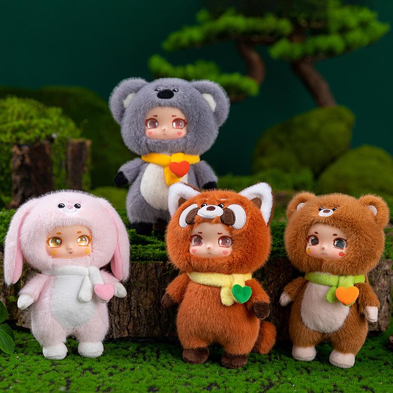 Adorable Stubborn Face Plush Doll with Vinyl Finish - Koala and Red Panda Animal Toy, Perfect as Bag Charm