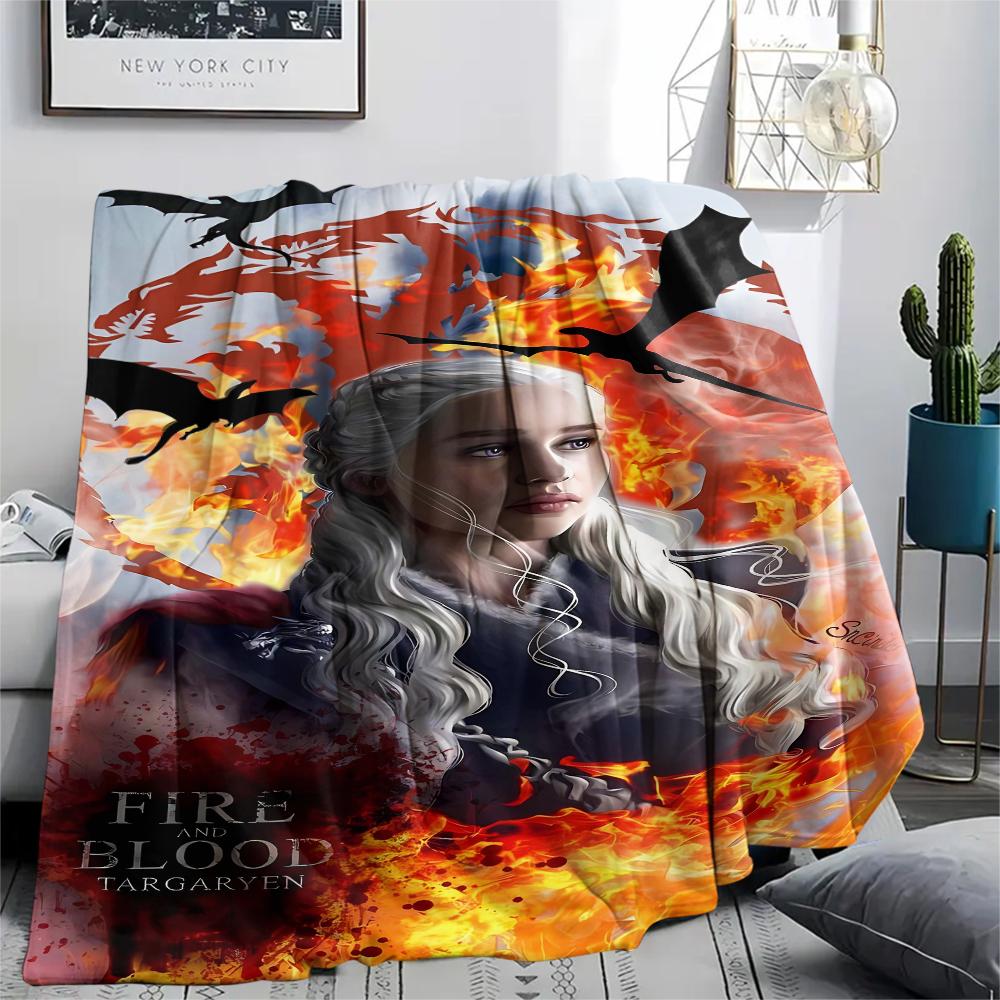 1 Stück Game of Thrones Druck Flanelldecke, Hohe Qualität, Bequem für alle Jahreszeiten, Heimdekoration, Wärme und Komfort, Perfekt für Geschenke