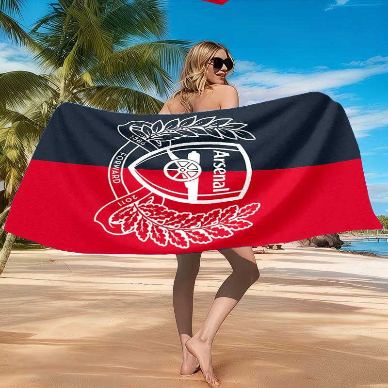 Arsenal Football Club Crest Printed Microfiber Beach Towel, Soft And Absorbent, Quick-Dry, Ideal for Summer Travel, Beach Essential, Swimming Pool