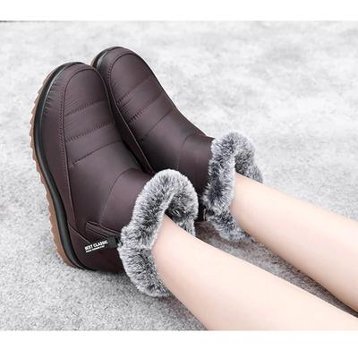 2025 Winterschuhe Damen Schneestiefel Dicke Sohle Flach Wasserdicht Rutschfest Damen Stiefeletten Warm Plüsch Schwarz Rot Übergröße 41