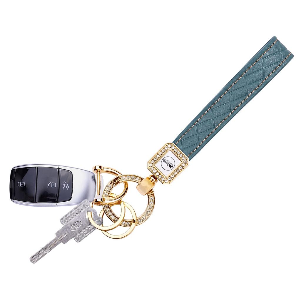 Wisdompro Car Key Sparkly PU for Smart Gray Blue Holder, Carabiner, Leather, Keys, Anti-Loss, Stylish, Cute, Women's,