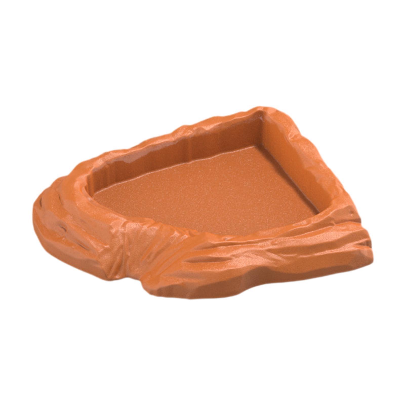 

Habitat Decor Reptile Water Bowl Realistic Texture Feeding Plate Ornament for Turtle Aquarium Items коричневый