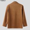 INCERUN Autumn Men Notched Lapel Long Sleeve Suede Blazer Casual Loose Coats