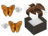 Silver Butterfly Earrings with Amber Women's Studs Butterflies Sterling Silver 925