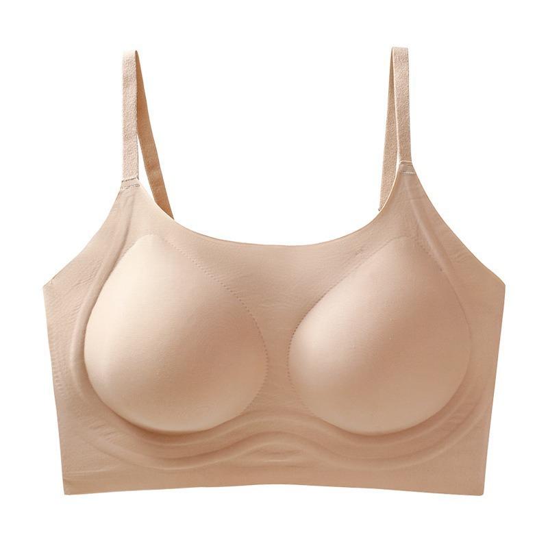 [Special Liquid Foundation] White T Opaque and Seamless Soft Support Underwear Semi-fixed Anti-light Vest Naked Bra