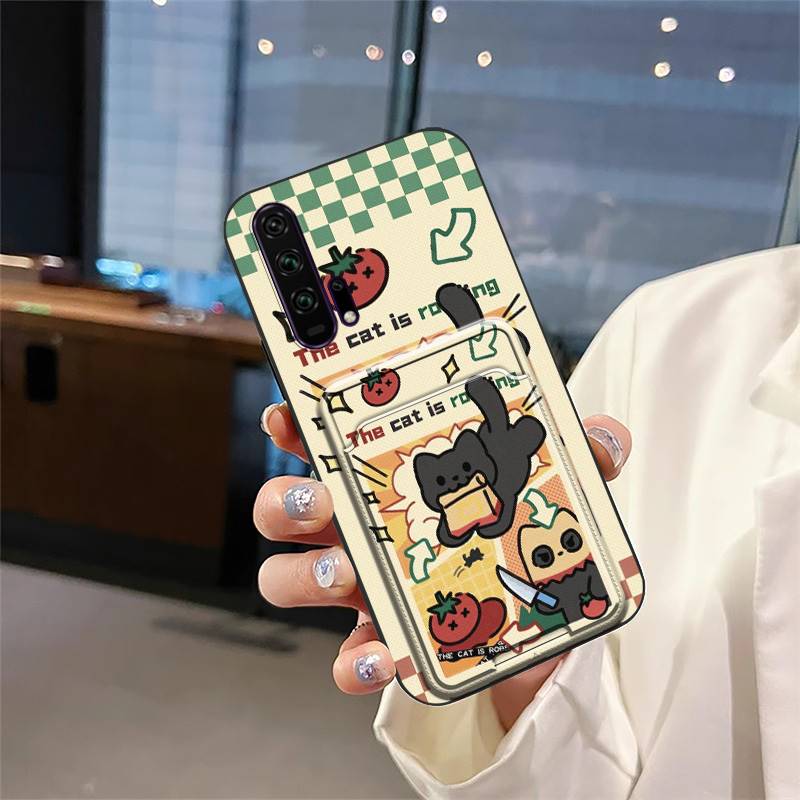 Protective Card Bag Phone Case For Huawei Honor 20 Pro Fashion Design Durable Cover Card Slot Waterproof Cartoon Cute