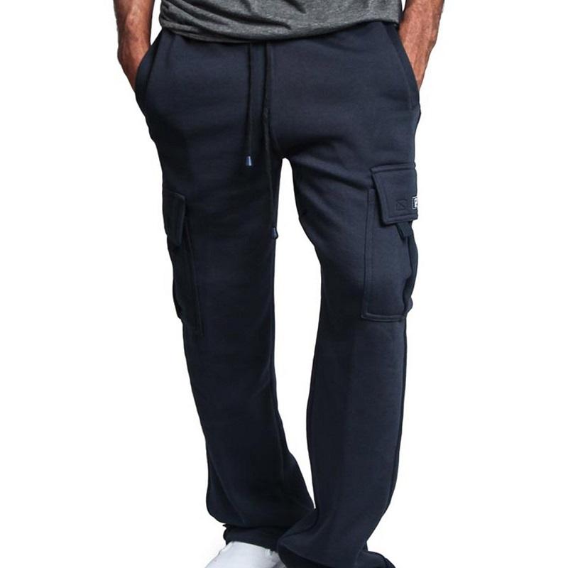 Red Men Cargo Jogger Pants Autumn Hip Hop Street Wear Loose Trousers Multi Pocket Solid Color Overalls Sports Wear