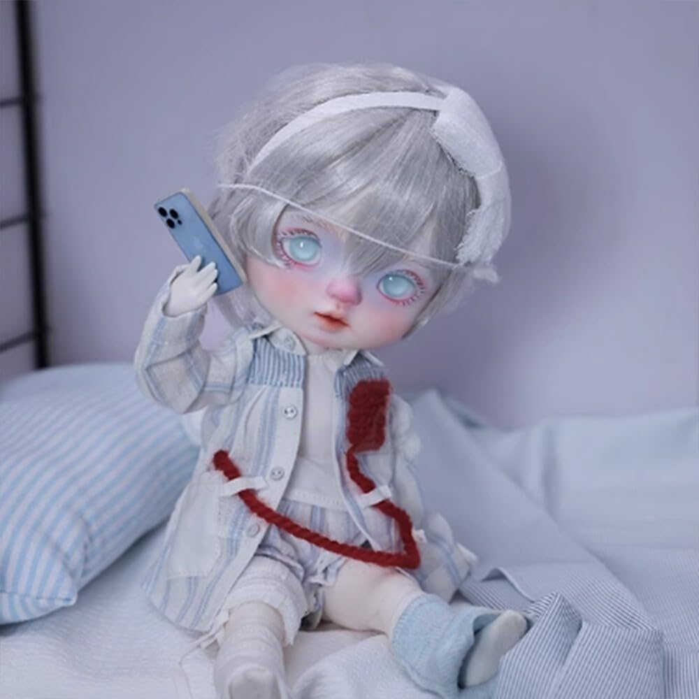 Meeler BJD Doll Girl Full Set 24cm SD Resin Ball Jointed Doll Handmade Future Little Robot Girl Full Set 1 Doll Eyes Face Makeup Head Clothes Wig