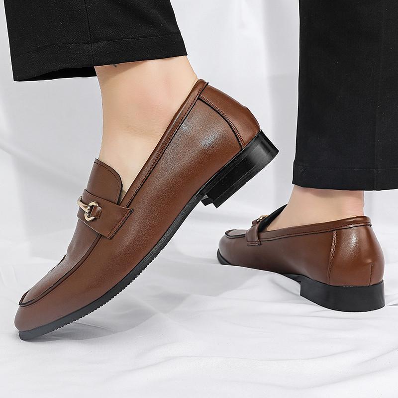 Luxury Fashion Designer New Black Brown Pu Leather Casual Shoes For Men Slip On Loafter Formal Wedding Dress Homecoming