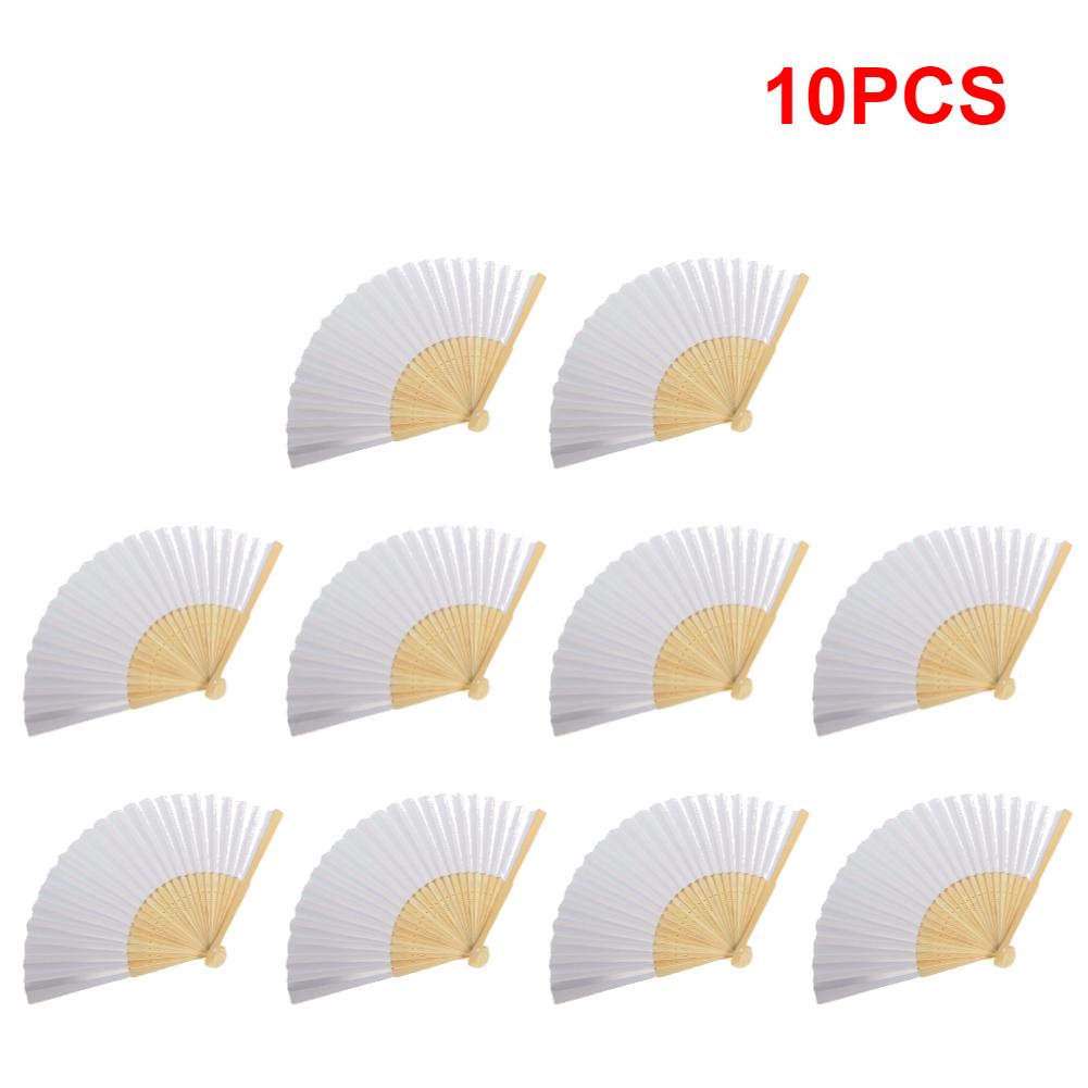1-10 szt. Weselne wachlarze ręczne Biały papier Bambusowe wachlarze składane Niestandardowe ręcznie malowane DIY Dekoracja wachlarza ręcznego Prezenty malarskie dla dzieci