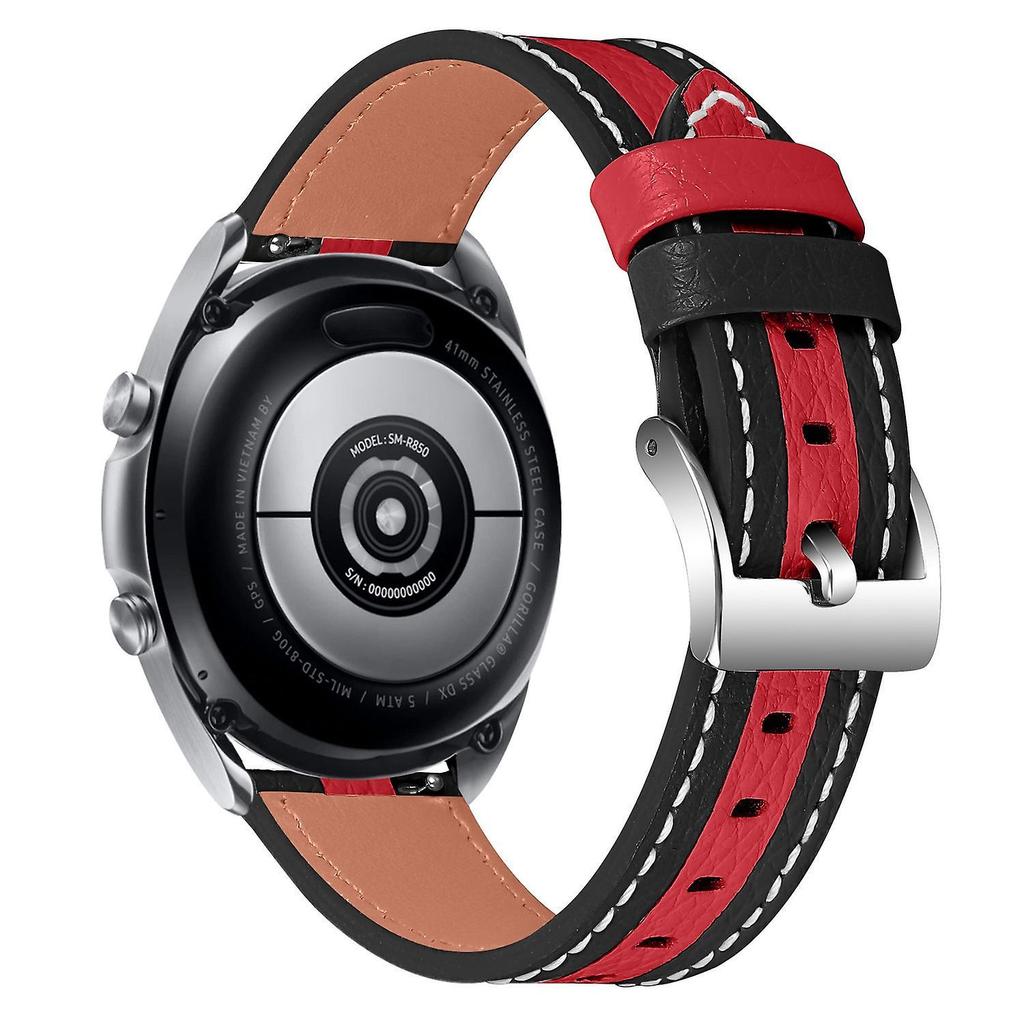 20mm Cowhide Leather Watch Band for Pebble Time Round/Pebble 2 Fashion Splicing Design Wrist Strap