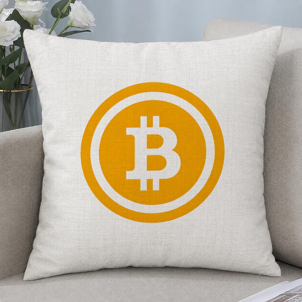 Cryptocurrency Bitcoin Cryptocurrency Btc Cushion Cover Cushion Covers Natural Linen Breathable Sofa Bedroom Decor Pillowcase