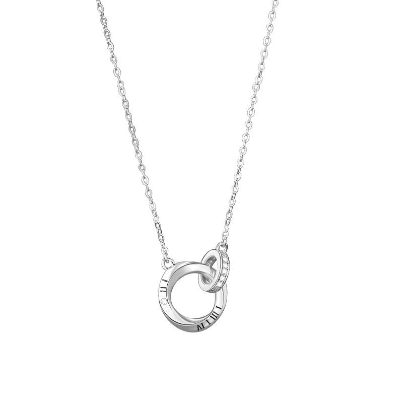 Mobius Couple Double Ring Necklace Female Korean Version Niche Light Luxury High Sense Couple Gift Girl Premium