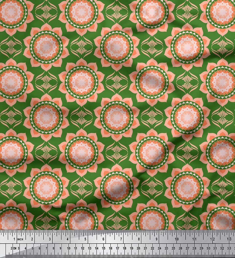 

Тканина Soimoi Red Japan Crepe Satin Vector Design Damask Print Тканина на метр 42 дюйма 42 Inch Wide - Poly Crepe зелений