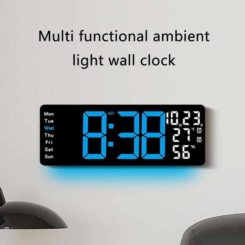 17.3Inch LED Digital Clock with Auto Brightness Adjustment and Time Management Alarm Temperature Date Week Display